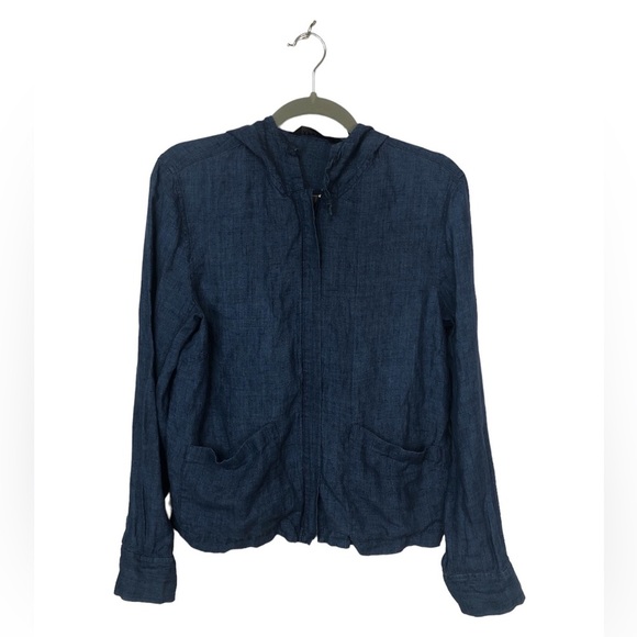Express Women’s/Junior Linen Jacket Hooded Zip Front Pockets Lightweight - Picture 1 of 8